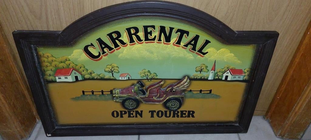 Enseigne de pub en bois avec voiture en 3D - en relief, Enlèvement ou Envoi, Comme neuf, Voitures