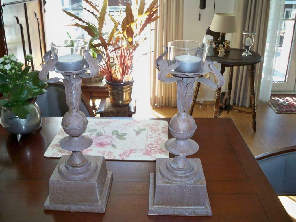 2 Bronskleurige Kandelaars ZGAN, Ophalen, Beige, Nieuw, Kandelaar