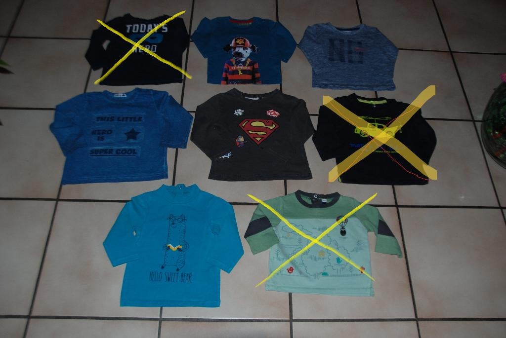 Set van 5 T-shirts voor babyjongens met lange mouwen T80, Kinderen en Baby's, Ophalen of Verzenden, Zo goed als nieuw, Orchestra, Wibra, ...