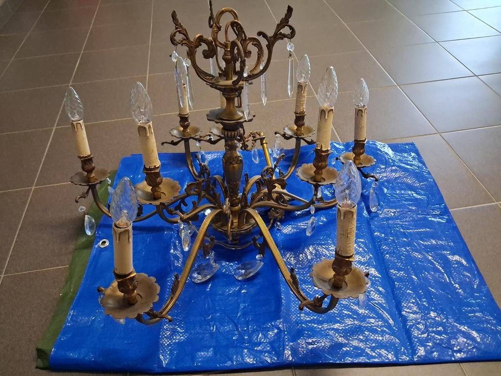 Lustre massif à 9 bras., Enlèvement, Utilisé, Métal, Klassiek