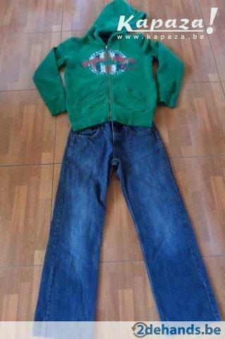Pantalon jeans / pull à capuche 14 ans, Enlèvement ou Envoi, Utilisé, Garçon, Pantalon