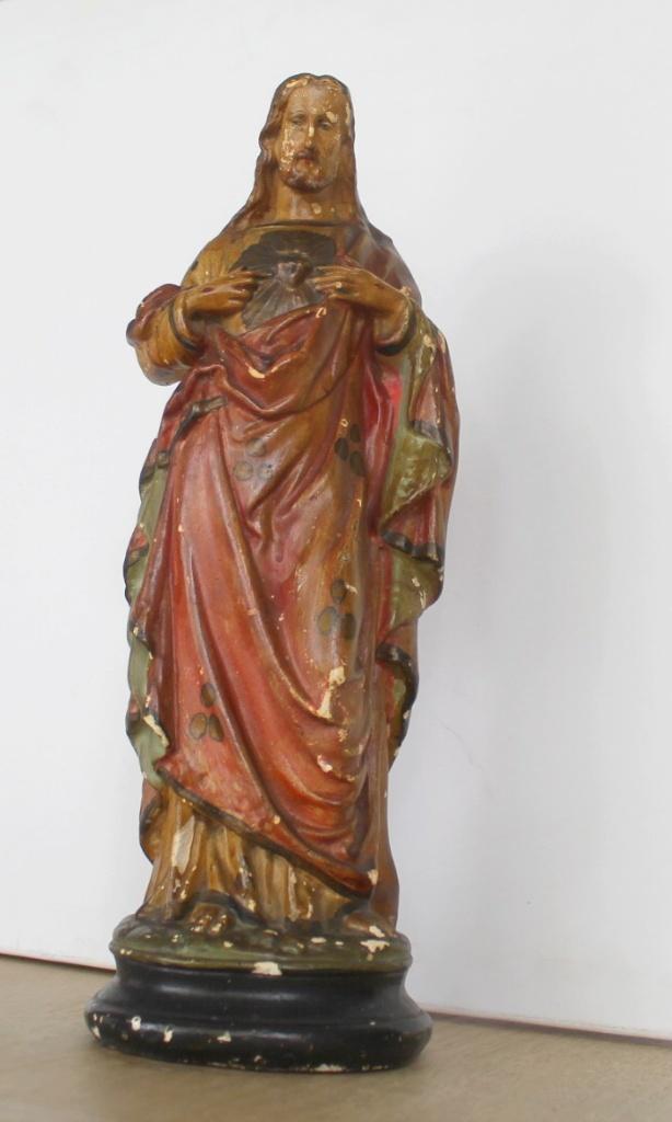 Christus devotie tot het Heilig Hart. Antiek, 49cm H, Ophalen of Verzenden