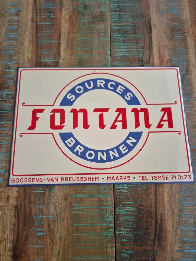 Oud vintage reclamebord Fontana 1955, Verzamelen, Biermerken, Ophalen