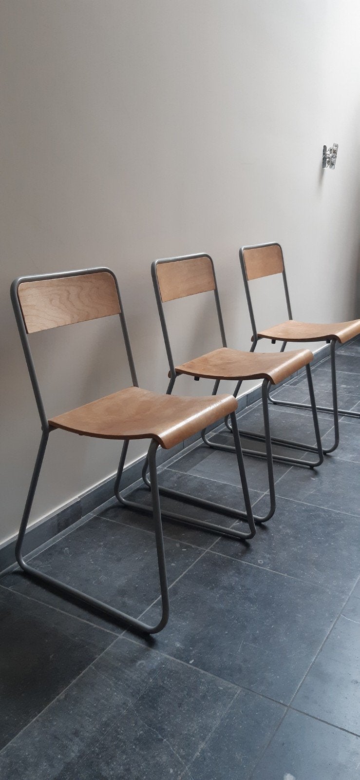 chaises vintage, Enlèvement, Utilisé, Gris, Bois