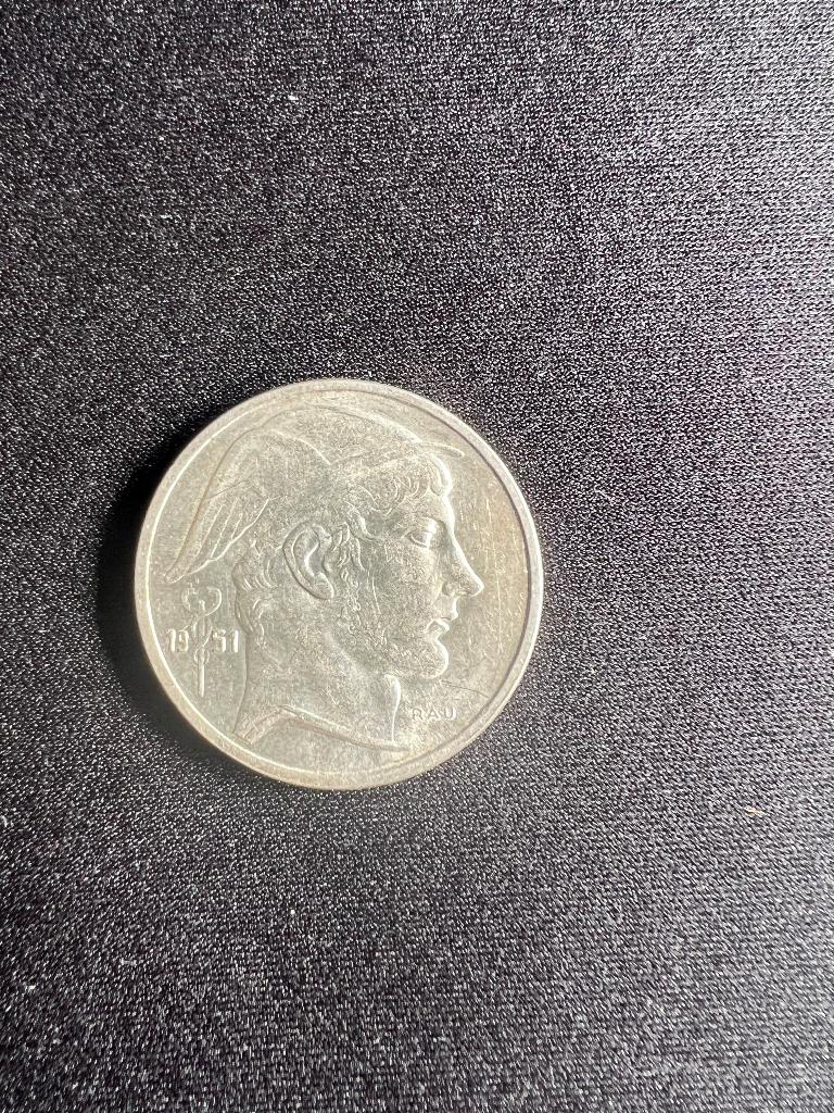 munt BE 50fr mercurius hoofd zilver 1951, Postzegels en Munten, Munten | België, Zilver, Ophalen of Verzenden, Losse munt, Zilver
