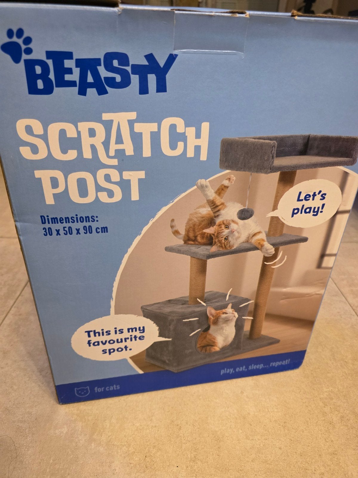 Arbre à chat Beasty 90 cm – Griffoir avec niche et plateform, Ophalen of Verzenden