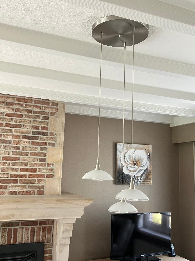 moderne luster, Huis en Inrichting, Ophalen, Zo goed als nieuw, Glas, 75 cm of meer