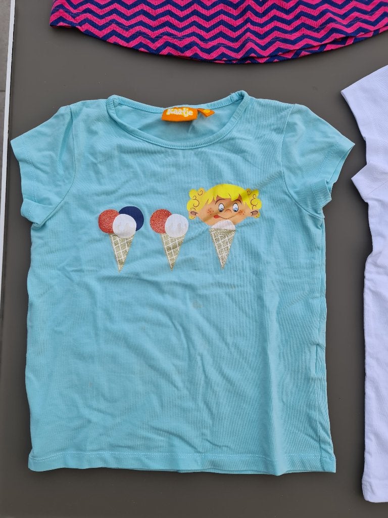 blauw t-shirt met ijsjes, KAATJE, 116, Ophalen, Zo goed als nieuw