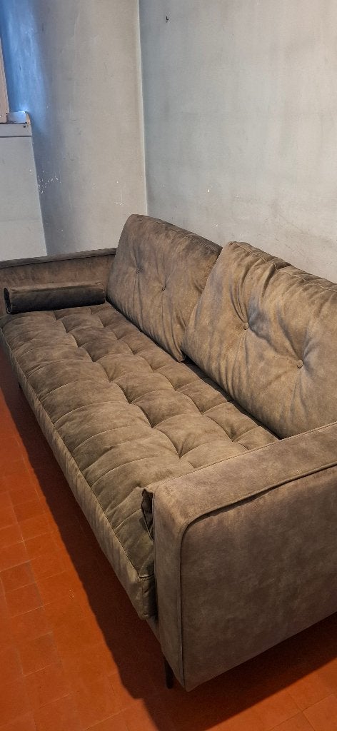 Canapé 3 places - Vert - Finition en velours doux, Maison & Meubles, 200 à 250 cm, Scandinavisch, Enlèvement, Utilisé