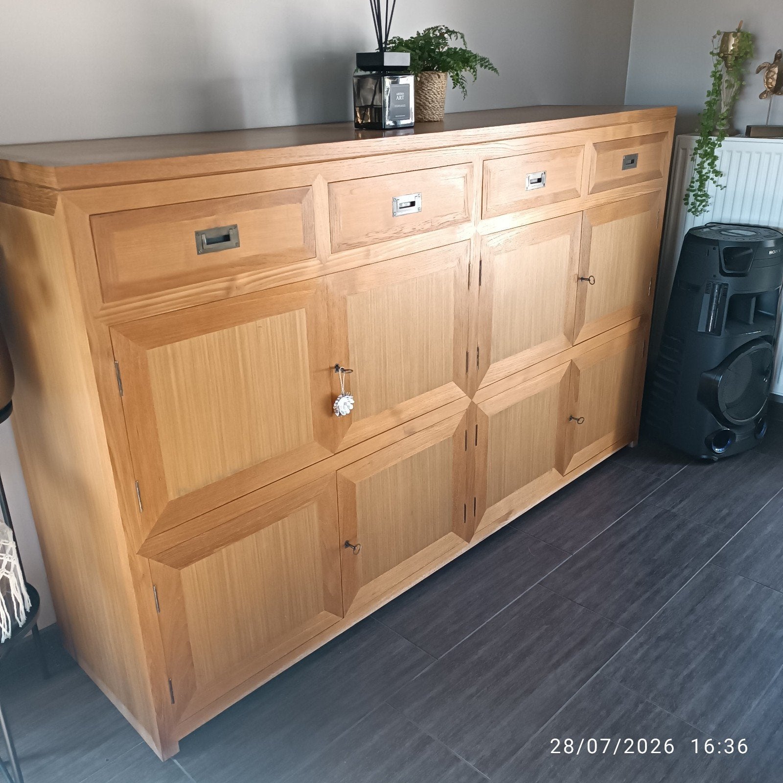 Superbe ensemble massif buffet meuble TV table, Maison & Meubles, Teck