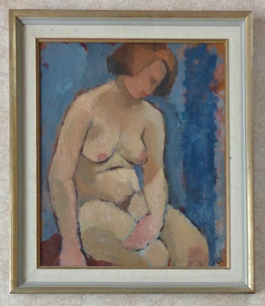 HANNA BRUNDIN / NAAKTE VROUW / OLIEVERF / 67x58cm / KADER, Enlèvement ou Envoi