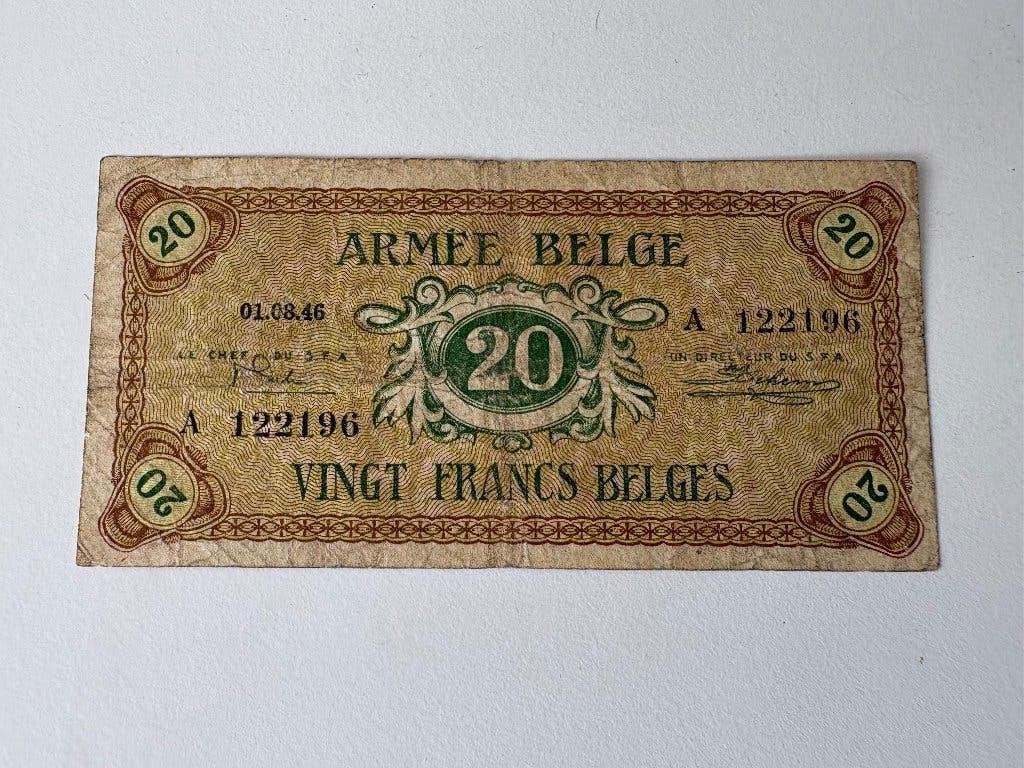 Bankbiljet Belgisch leger 20 Frank, Postzegels en Munten, Bankbiljetten | België, Ophalen of Verzenden, Los biljet