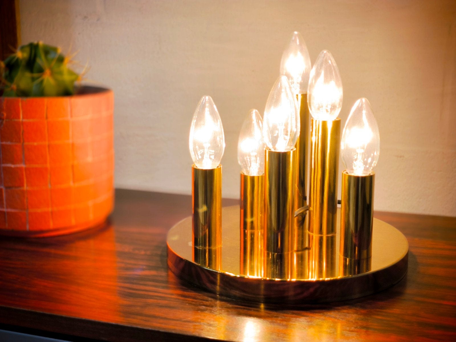 Gaetano Sciolari gouden tafellamp, 6 lampjes, Huis en Inrichting, Lampen | Tafellampen, Gebruikt, Minder dan 50 cm, Metaal, Ophalen of Verzenden
