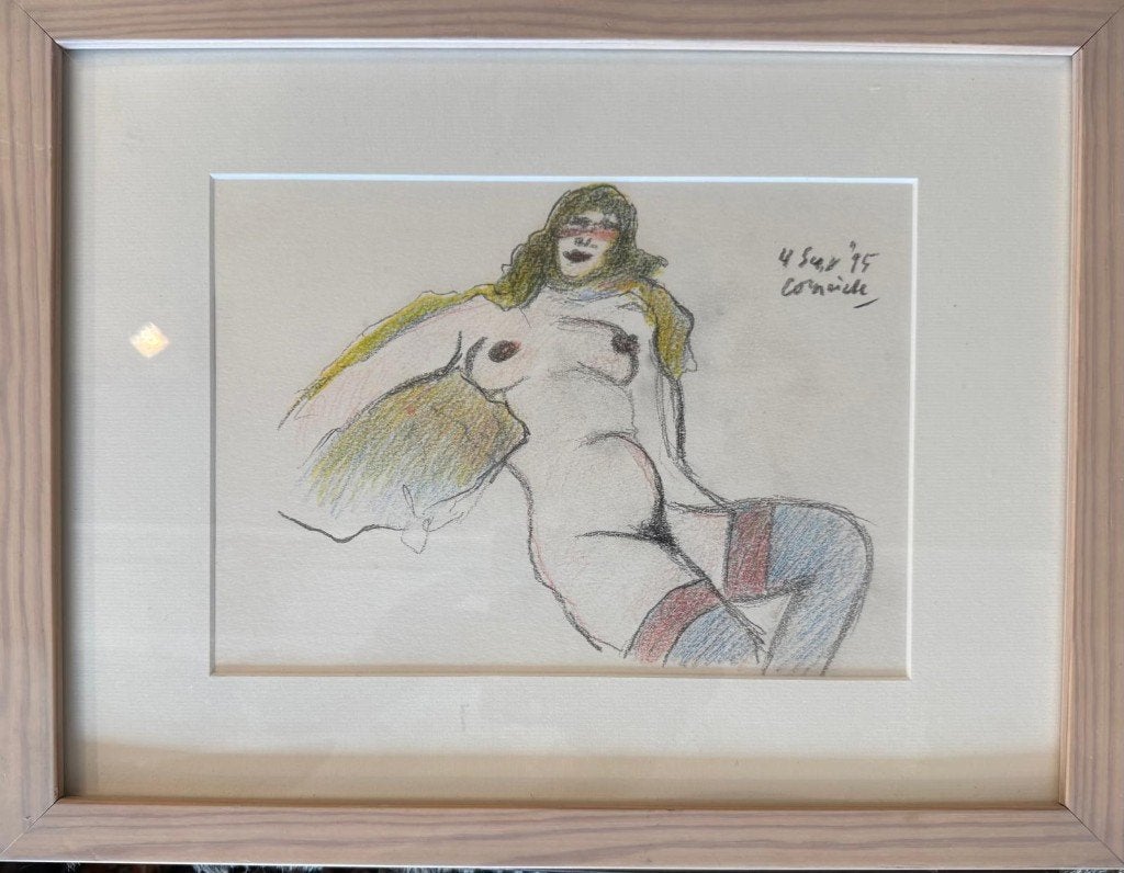 Corneille  Uniek werk  Potloodtekening  Vrouwelijk Naakt, Ophalen, Gedateerd, Papier