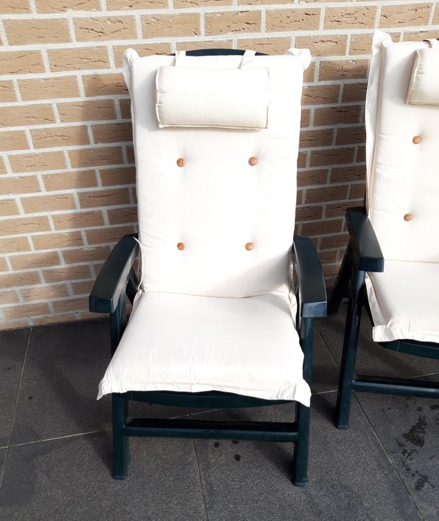 4 tuinkussens voor verstelbare tuinstoelen, Ophalen, Gebruikt