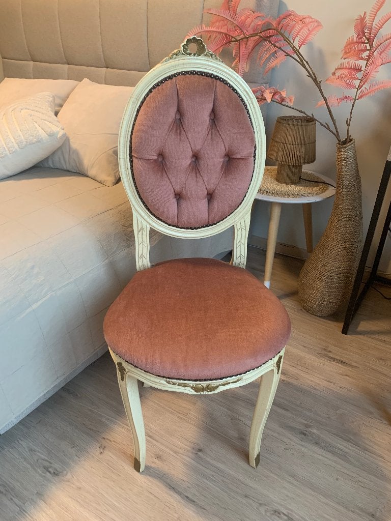 Retro vintage stoel oud roze, Antiek en Kunst, Ophalen