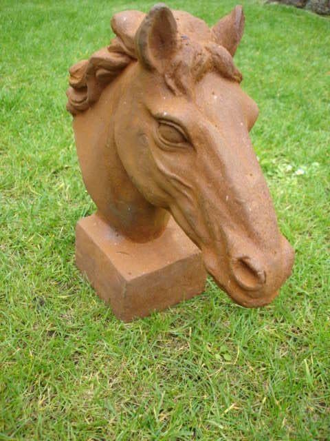 Paardenbuste in roestig gietijzer XXL, Tuin en Terras, Ophalen, Nieuw