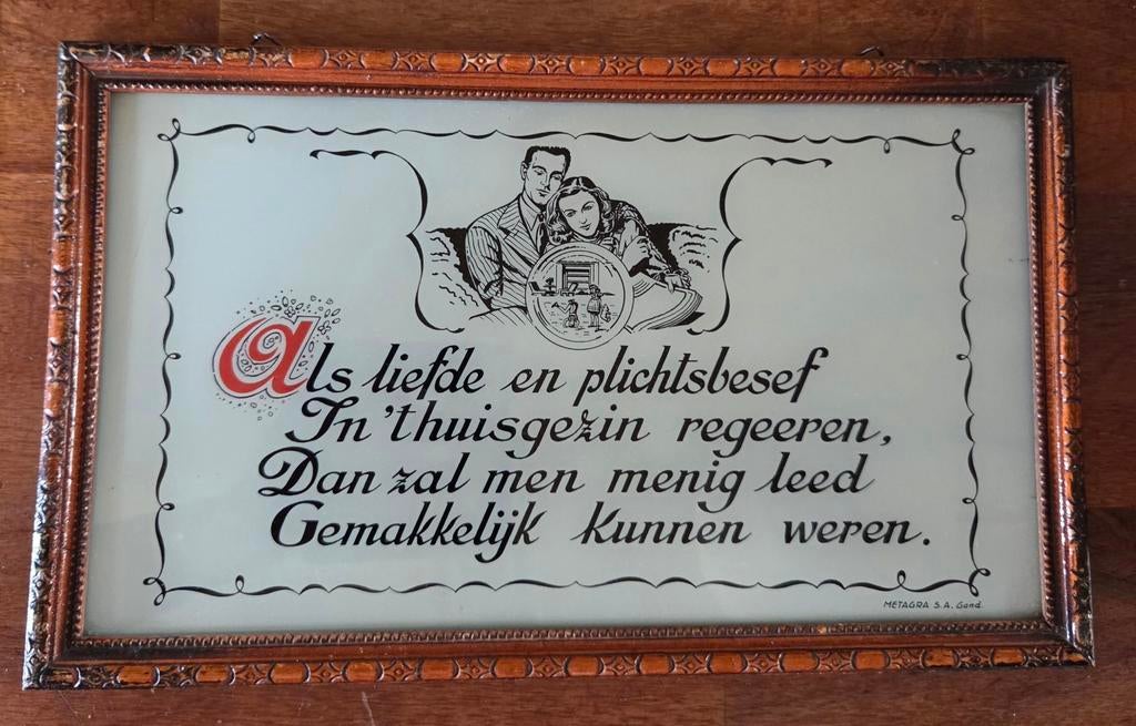 Cadre en bois vintage avec slogan, Enlèvement ou Envoi, Comme neuf