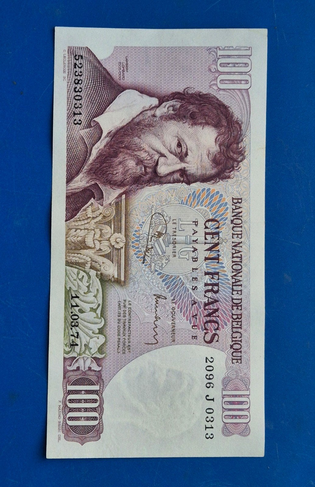 België  100 Francs  1974  Lombard, Postzegels en Munten, Bankbiljetten | België, Ophalen of Verzenden, Los biljet