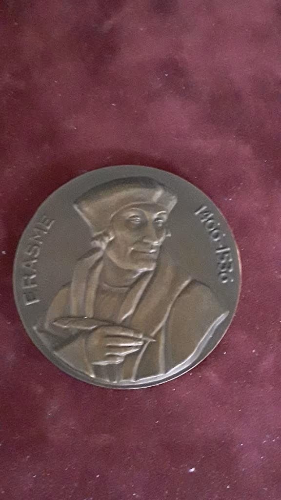 Bronzen Erasmus penning, Ophalen of Verzenden, Brons