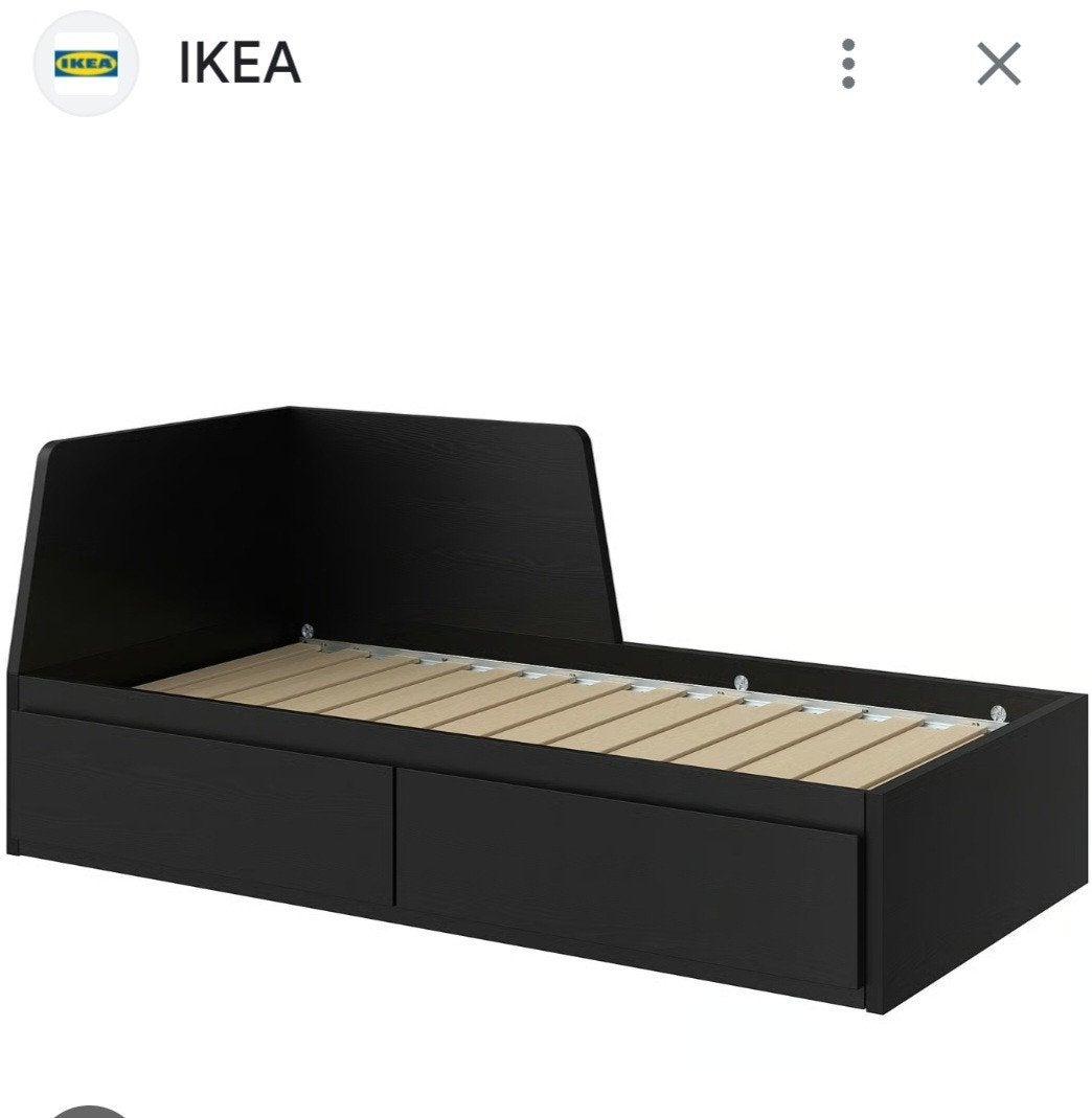 Bed  Flekke ( Ikea), Ophalen, Zwart, 200 cm, 80 cm