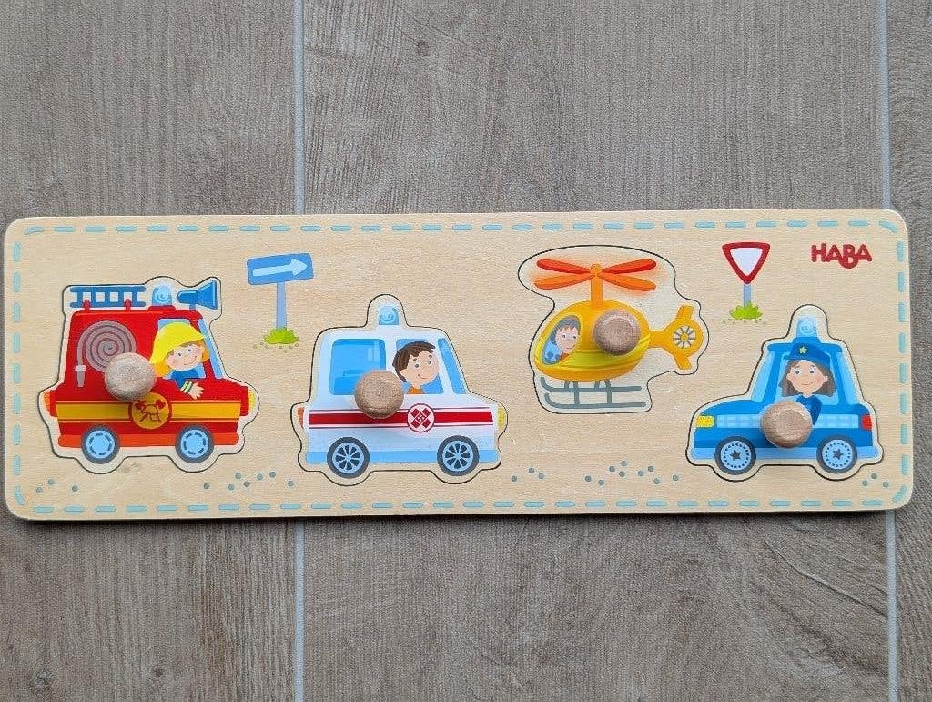set houten knoppuzzels HABA Hulpvoertuigen XLBoerderij Kerst, Kinderen en Baby's, Ophalen, Gebruikt, Overige typen