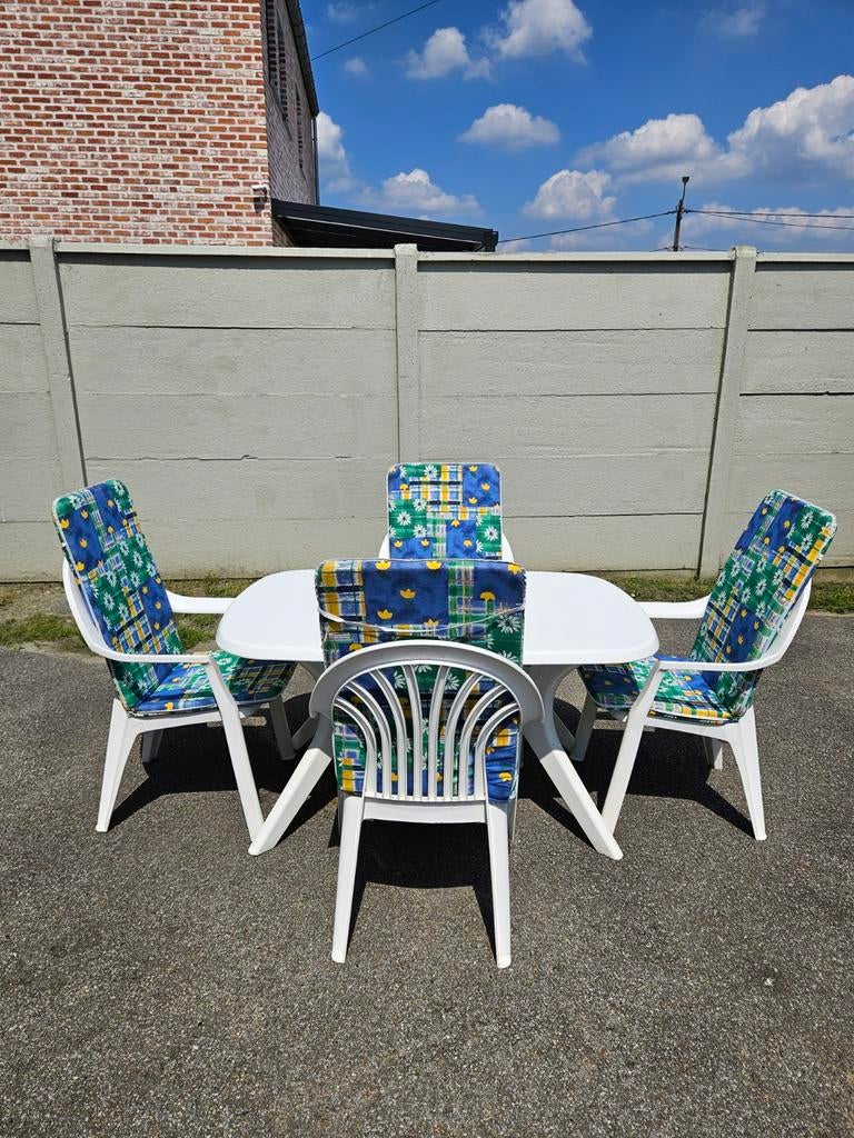 Tuinset Inclusief tuintafel 90x140cm+4tuinstoelen met kussen, Tuin en Terras, Tuinsets en Loungesets, Ophalen, Tuinset