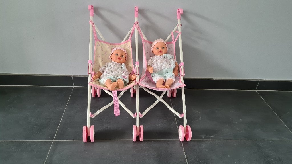 Babyborn poppen en dubbele buggy, Ophalen, Gebruikt