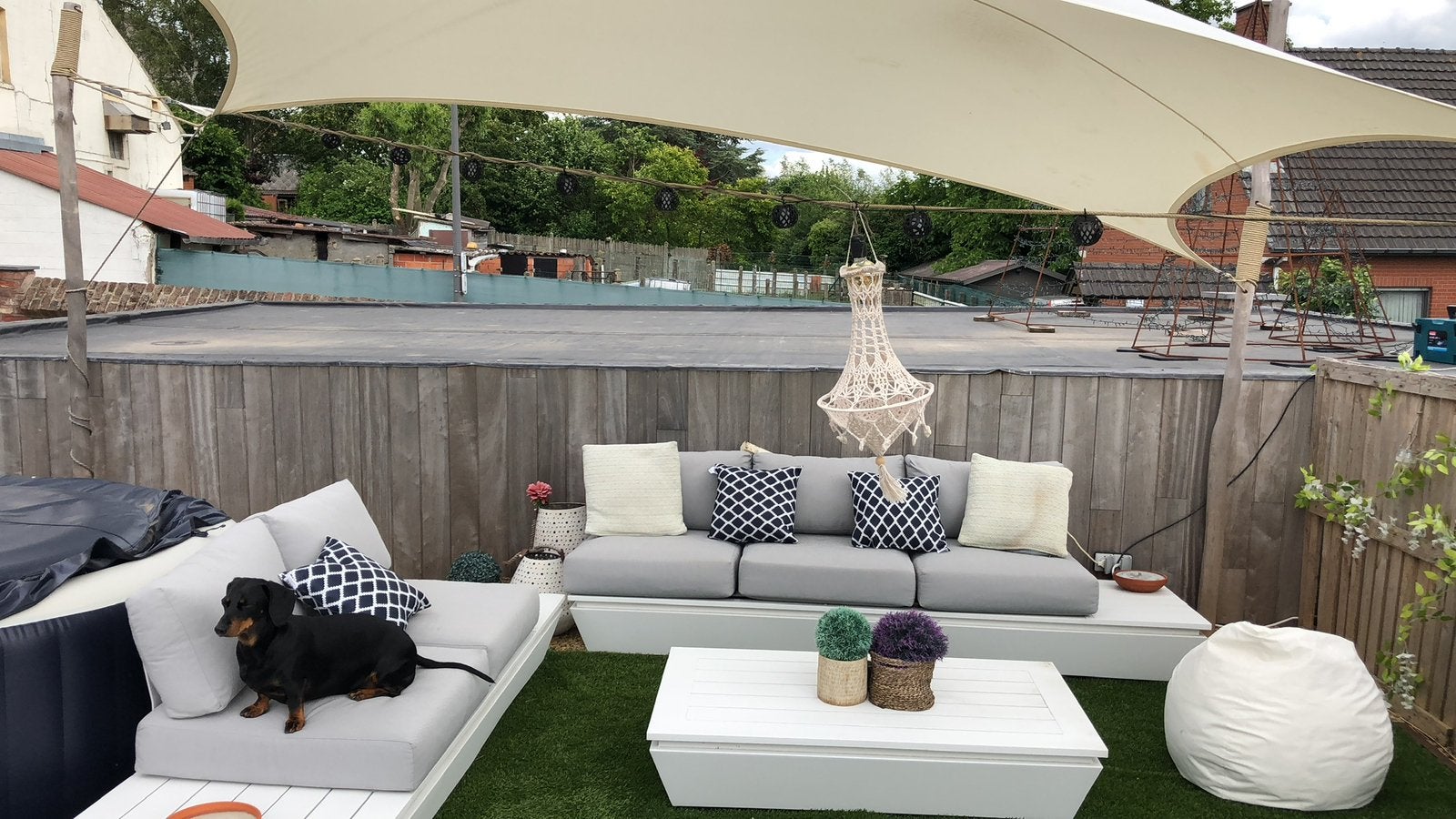 Loungeset wit, 5 places, Aluminium, Comme neuf, Enlèvement