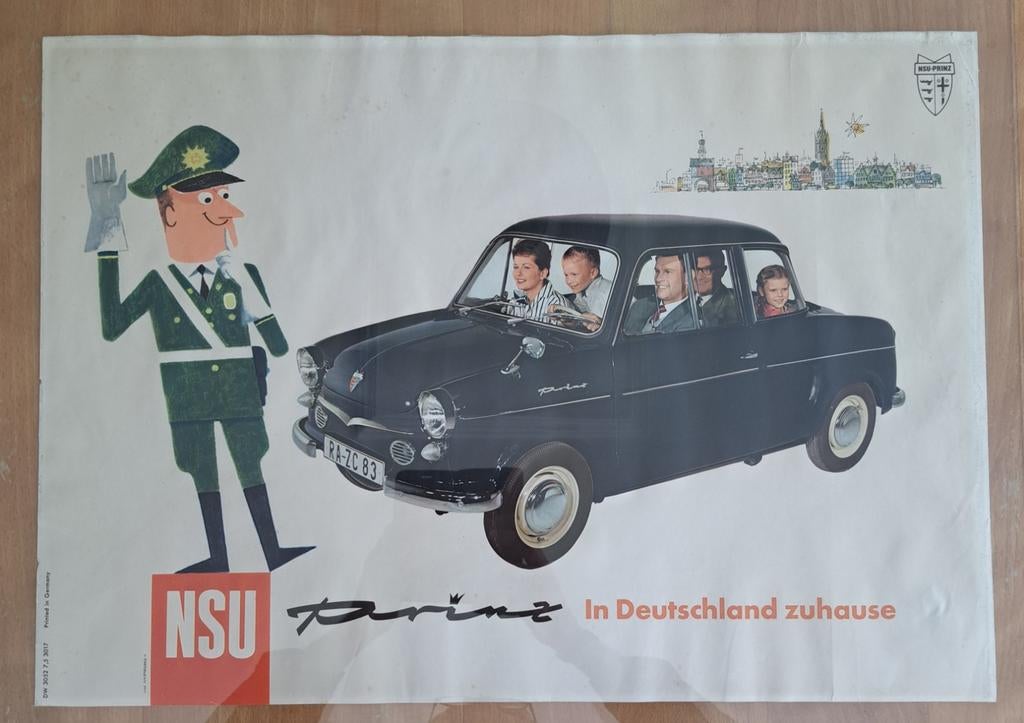 NSU Prinz - Affiche publicitaire originale -, Autos : Divers, Autos divers Autre, Enlèvement ou Envoi