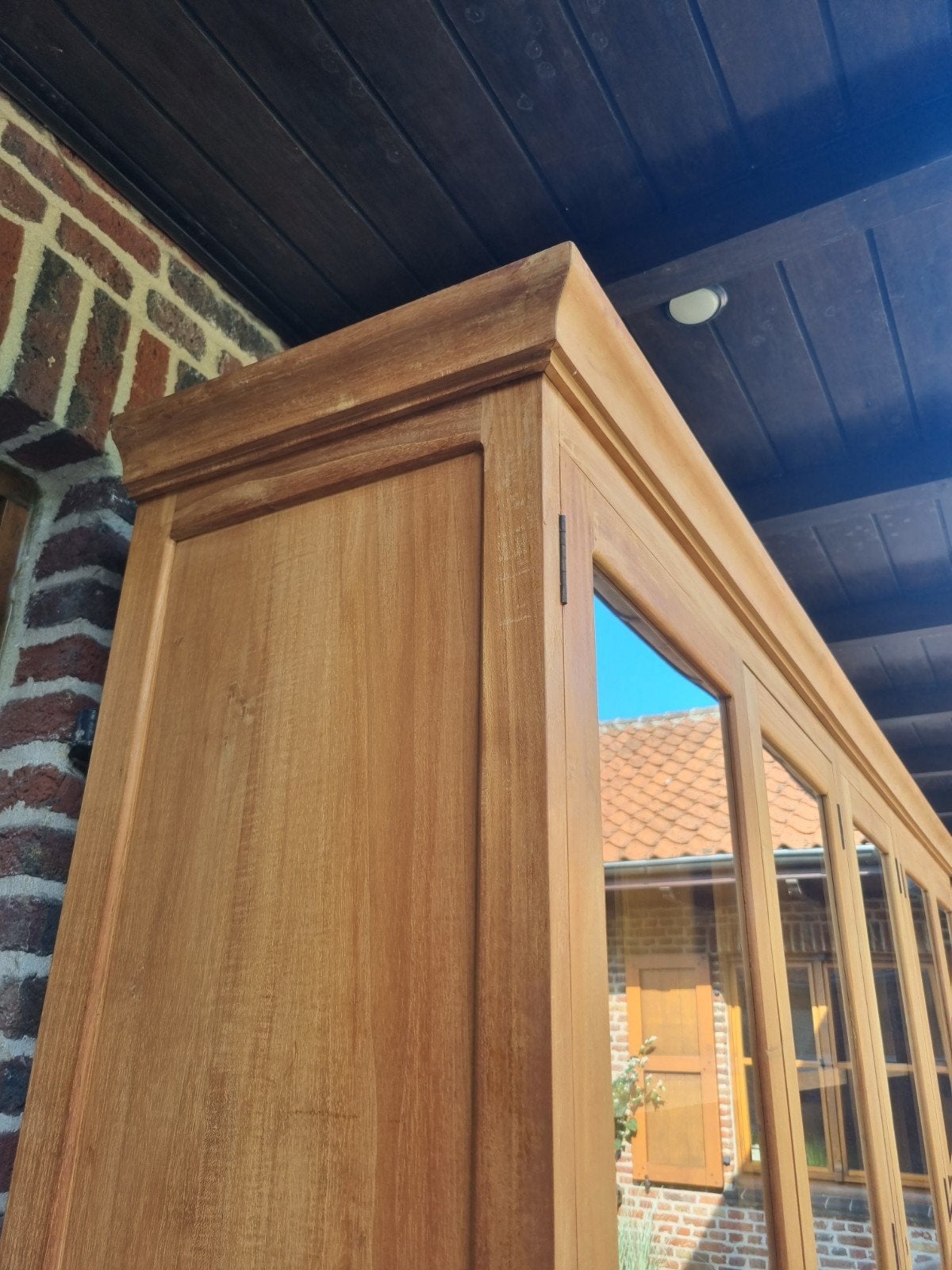 Teak vitrinekast/buffetkast ART:155/26.1, Huis en Inrichting, Ophalen, 200 cm of meer, ., 200 cm of meer