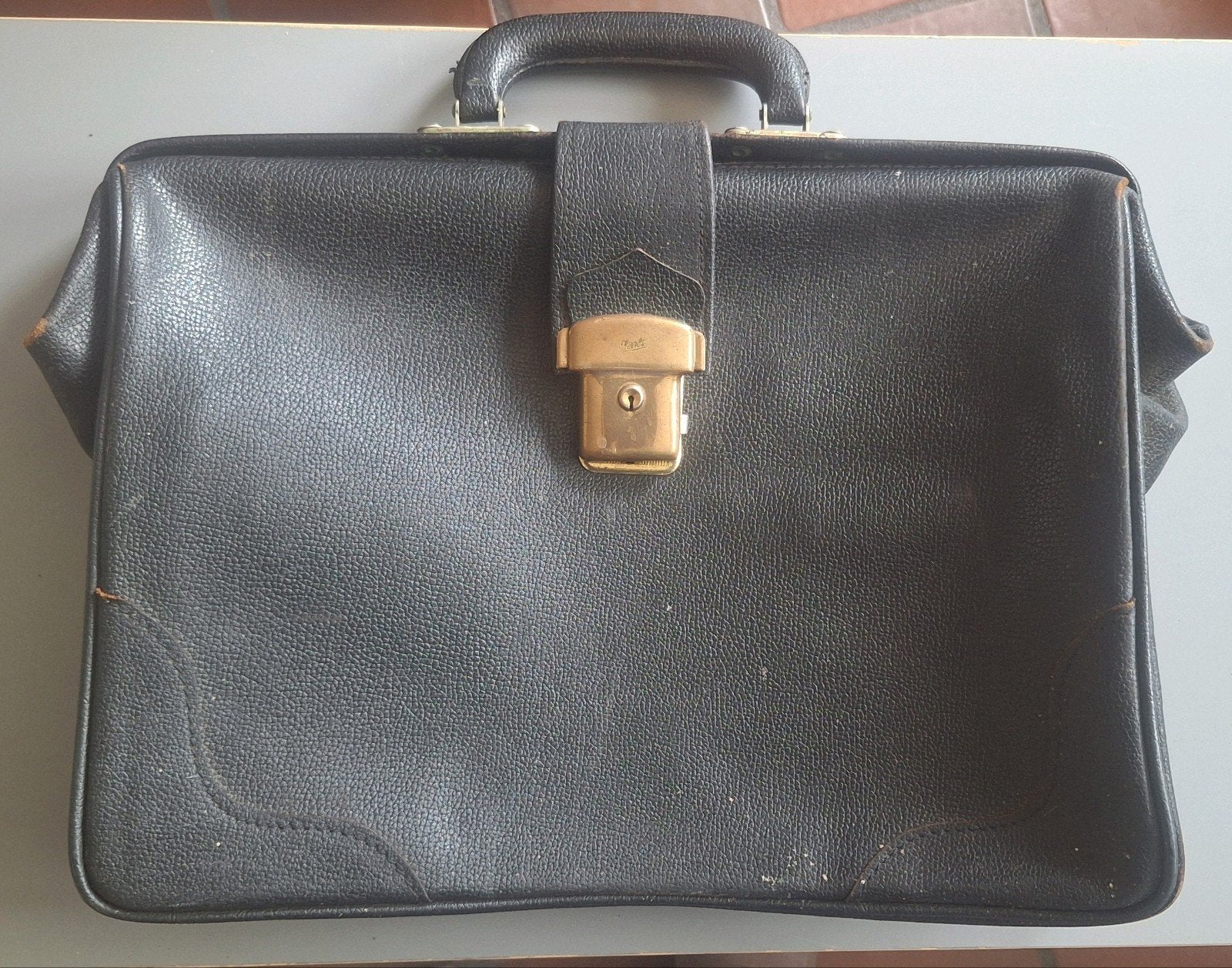 Vintage lederen aktentas in goede staat., Ophalen, Zwart, Aktetas of Boekentas, Leer