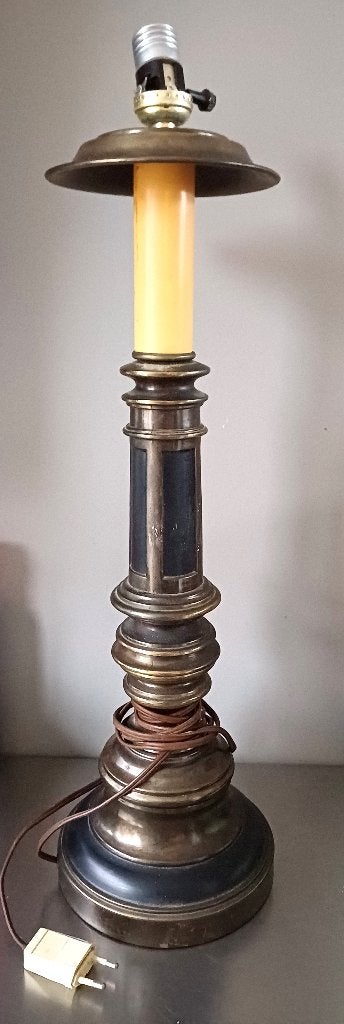 pied de lampe patiné (bronze - cuivre), Antiquités & Art, Enlèvement ou Envoi, Bronze