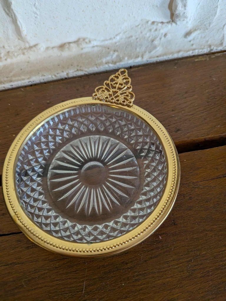 Vintage asbak van kristal en vergulding, Ophalen