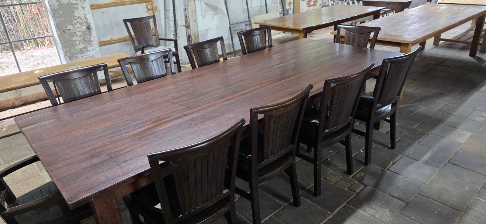 eettafel 3 meter met 10 stoelen, Ophalen, Gebruikt, 8 stoelen of meer