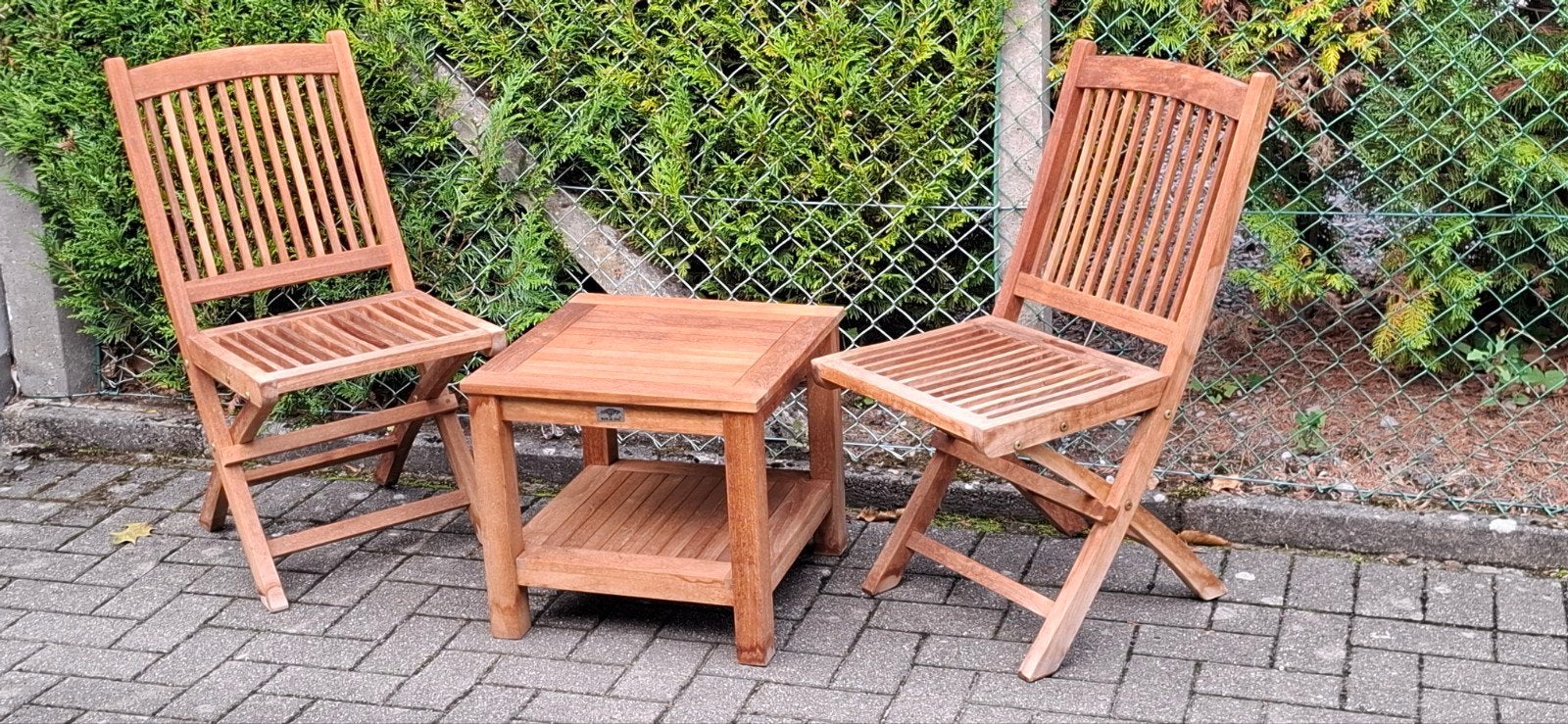 leuke teakhouten bistroset. opklapbaar, Tuin en Terras, Zo goed als nieuw, Loungeset, Ophalen, 2 zitplaatsen