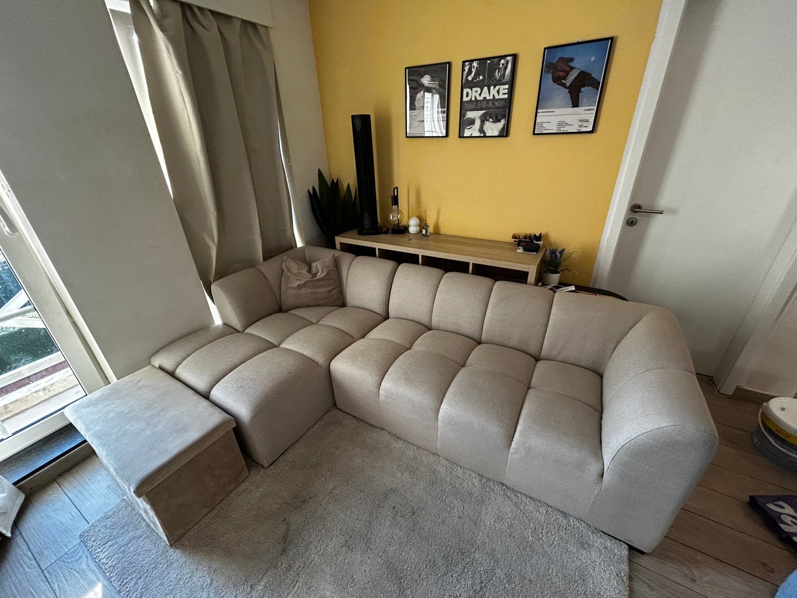 Hoekbank / Chaiselongue JYSK ALLESE Beige, Enlèvement, Comme neuf, Tissus