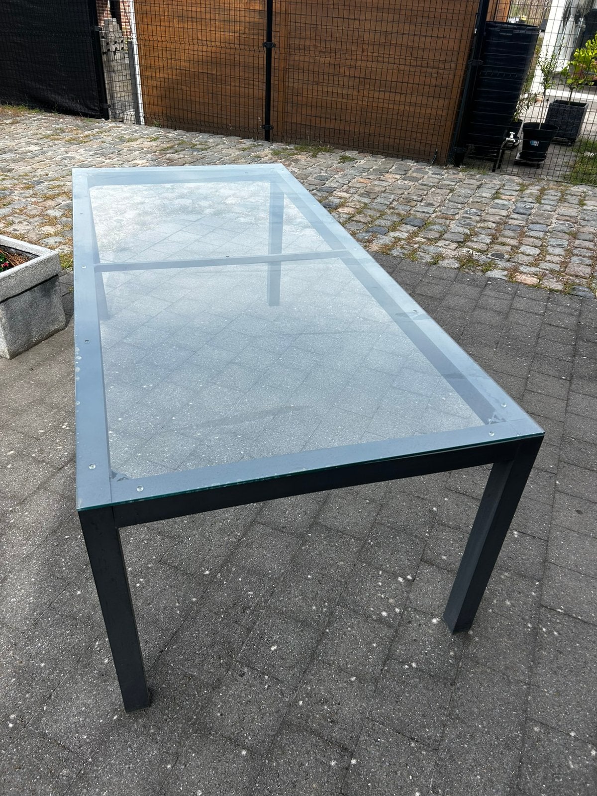 Glazen tuintafel 220cm, Tuin en Terras, Tuintafels, Ophalen, Gebruikt