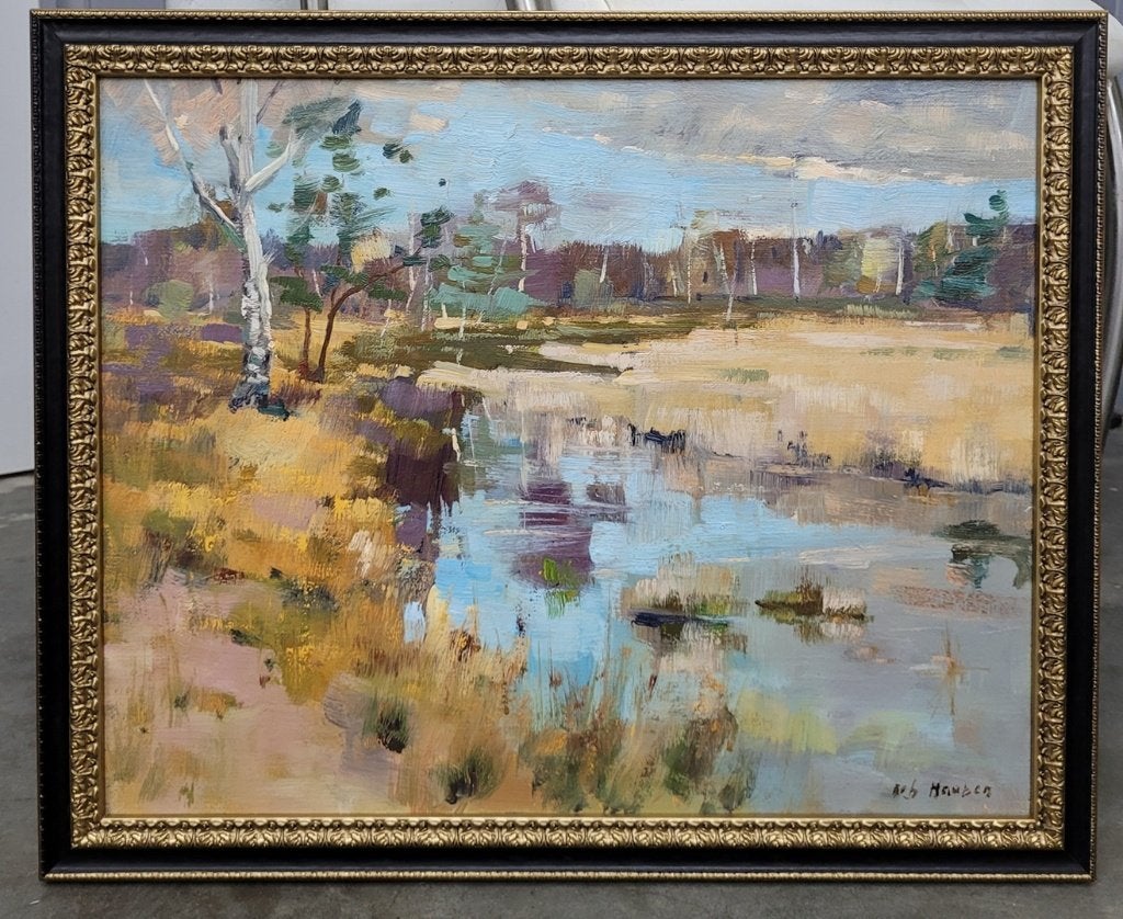 Robert HAUBEN, de Teut in Zonhoven, Antiek en Kunst, Doek, Ophalen of Verzenden, Gesigneerd, Landschap
