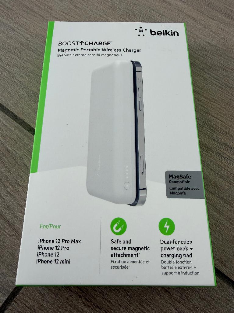Belkin MagSafe Draadloze Powerbank 10.000 mAh Wit - NIEUW, Telecommunicatie, Powerbanks, Ophalen, Nieuw, Belkin