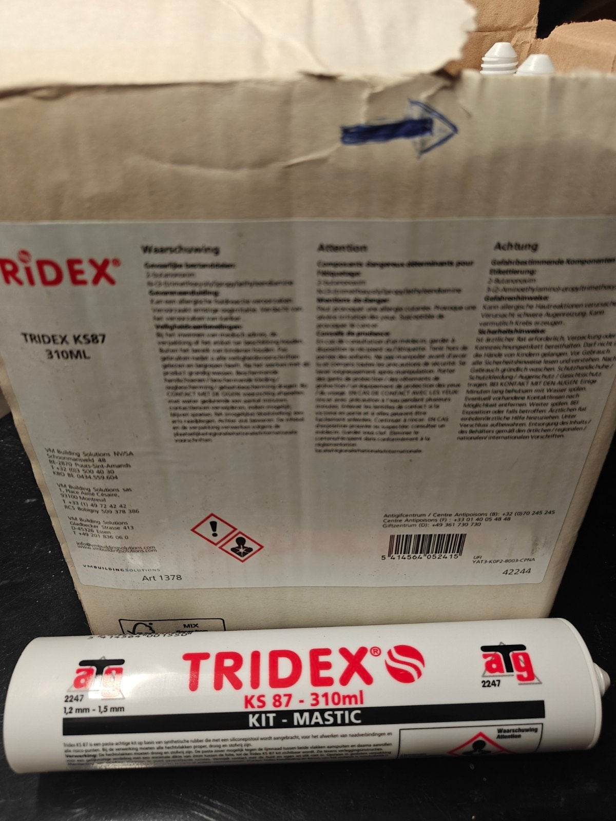 12 CARTOUCHES MASTIC EPDM TRIDEX KS87 310ML, Enlèvement ou Envoi, Neuf