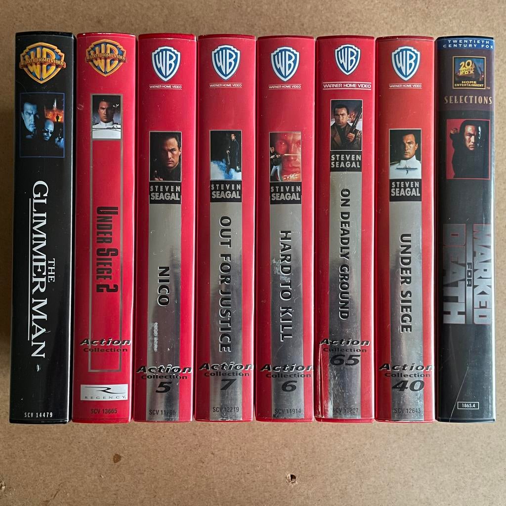 8 vhs video’s Steven Seagal, Enlèvement ou Envoi, Utilisé