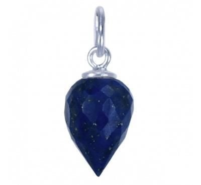 Zilveren bedel hanger met Lapis Lazuli druppel, Handtassen en Accessoires, Kettinghangers, Ophalen of Verzenden, Nieuw, Blauw
