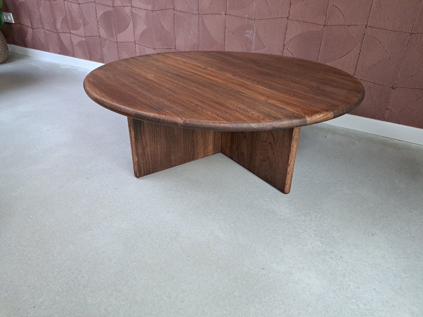 *Nieuw* Prachtige unieke salontafel van massief eikenhout, Maison & Meubles, Tables | Tables de salon, Neuf, Rond, 50 à 100 cm