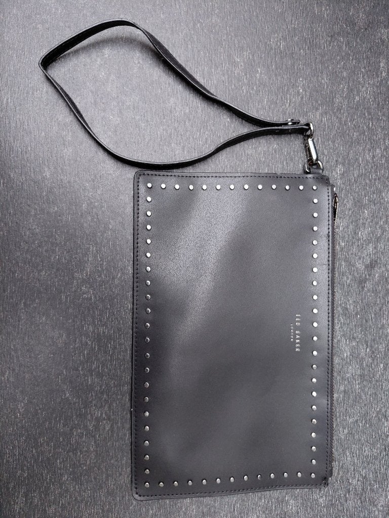 Clutch Ted Baker met Studs + Polsband, Enlèvement ou Envoi, Utilisé, Noir, Sac de soirée
