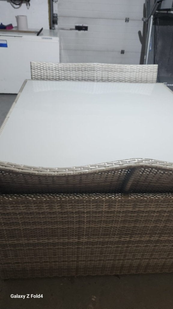 Grote wicker tuinset 8 – 2 banken + 4 hockers + glazen tafel, Ophalen, 100 tot 125 cm, 150 tot 200 cm, Rechte bank