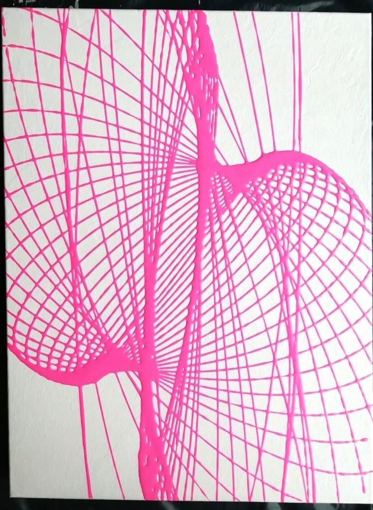 Abstract Modern Acryl canvas 60*80cm - wit/roze, Ophalen