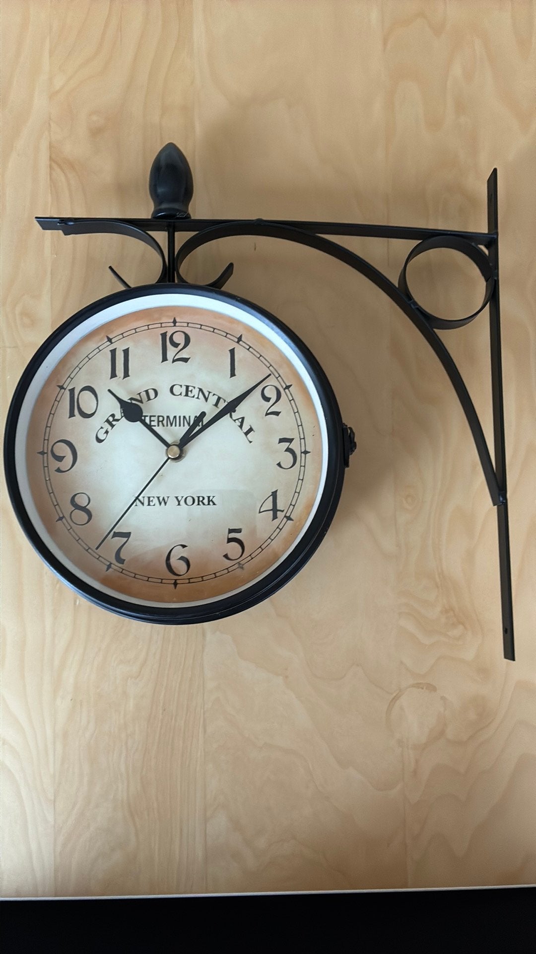 Vintage dubbelzijdige stationsklok „Grand Central” - 20 cm, Ophalen, Wandklok, Zo goed als nieuw, Dubbelzijdig
