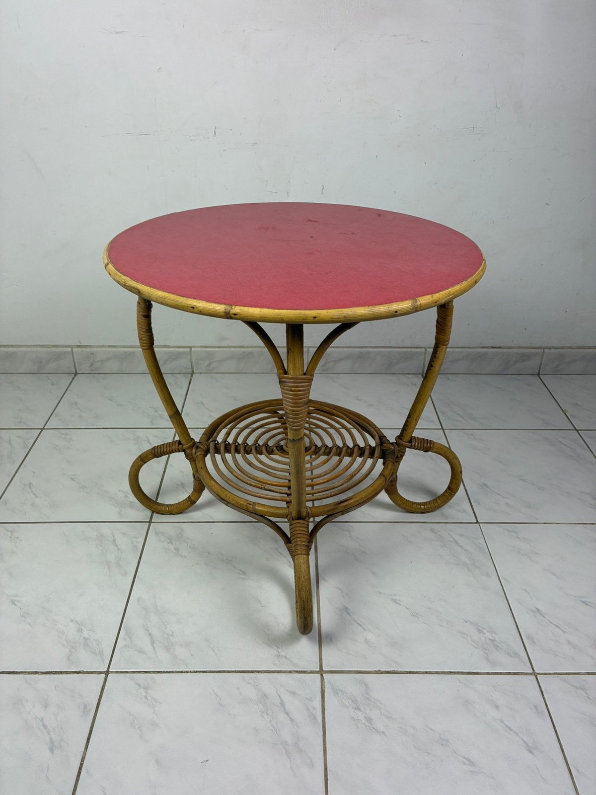 Vintage boho chique bijzettafel bamboe formica, Enlèvement