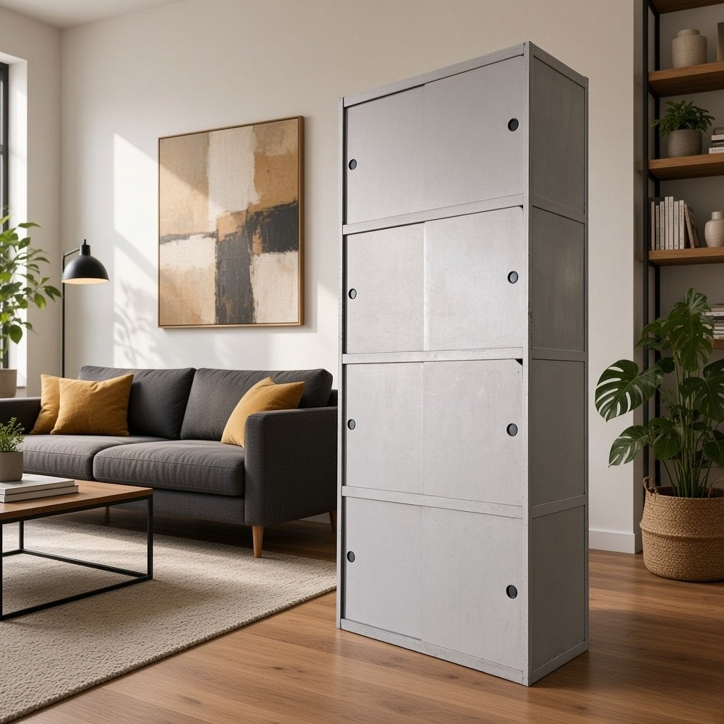 Vintage licht taupe kleurige kast met schuifdeuren KEWLOX, Kinderen en Baby's, Ophalen of Verzenden, Gebruikt, Kast